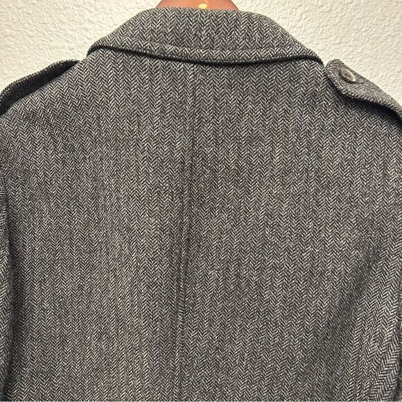 John Varvatos 50R Wool Silk Blend Jacket Single Vented Herringbone Charcoal - Picture 3 of 15